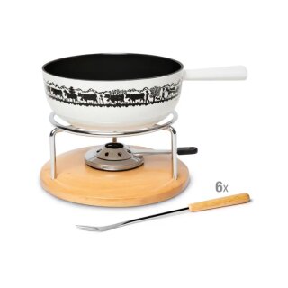 Alpaufzug Saentis Kaesefonduegarnitur inkl. 6 Fonduegabeln